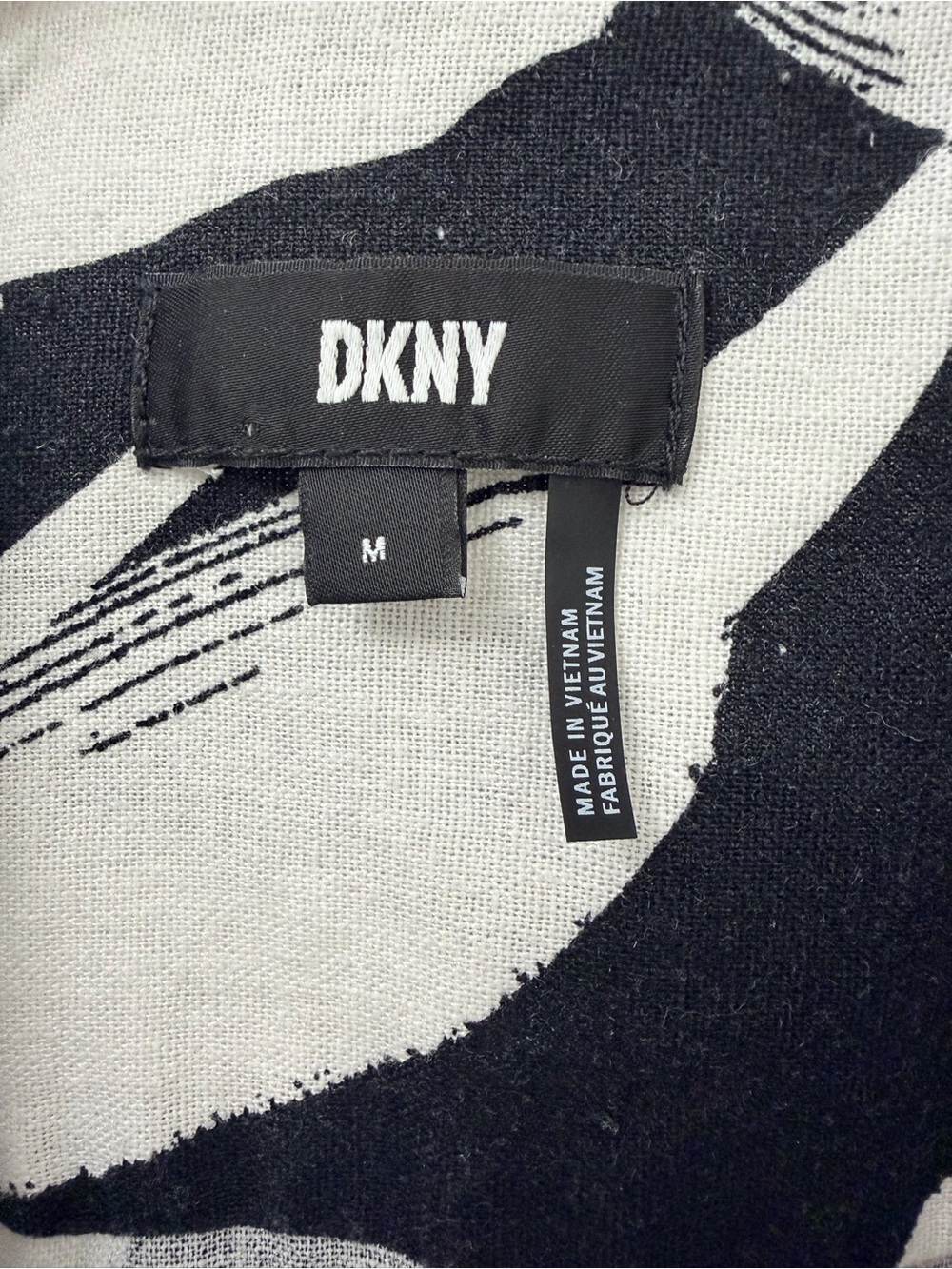 DKNY Women's Linen shirt Cropped Short-Sleeve Black and White Medium - Picture 5 of 5